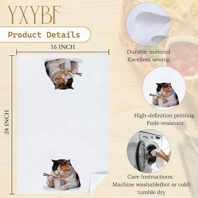 Funny Noodle Cat Hand Dish Tea Towels - Image 7