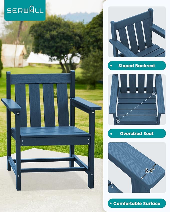 SEWRWALL Patio Furniture Set, HDPE Material All Weather Use Adirondack Chair Set - Image 5