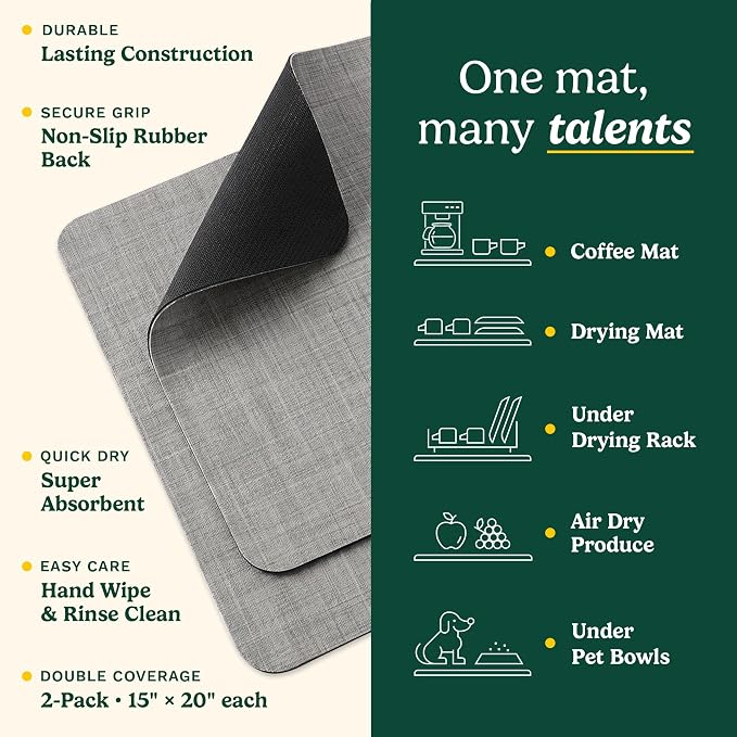 Cuisinart Coffee Mat for Countertop–Quick-Dry Absorbent Coffee Bar Mat for - Image 3