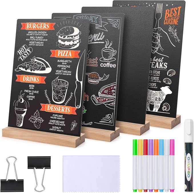 ONUPGO Set of 4 Tabletop Chalkboard Sign by ONUPGO