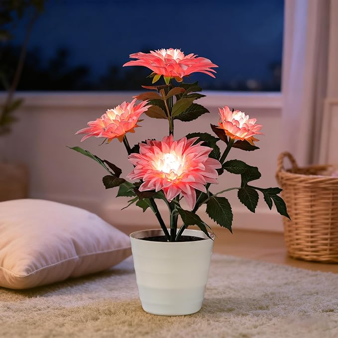Artificial Pink Dahlia Flower Lamp Light - Image 6