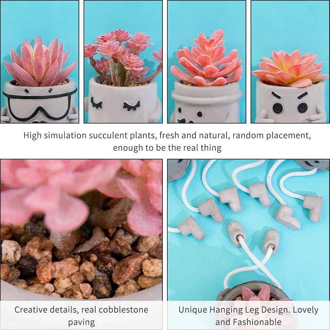 Set of 4 Artificial Potted Mini Succulent Plants - Image 3