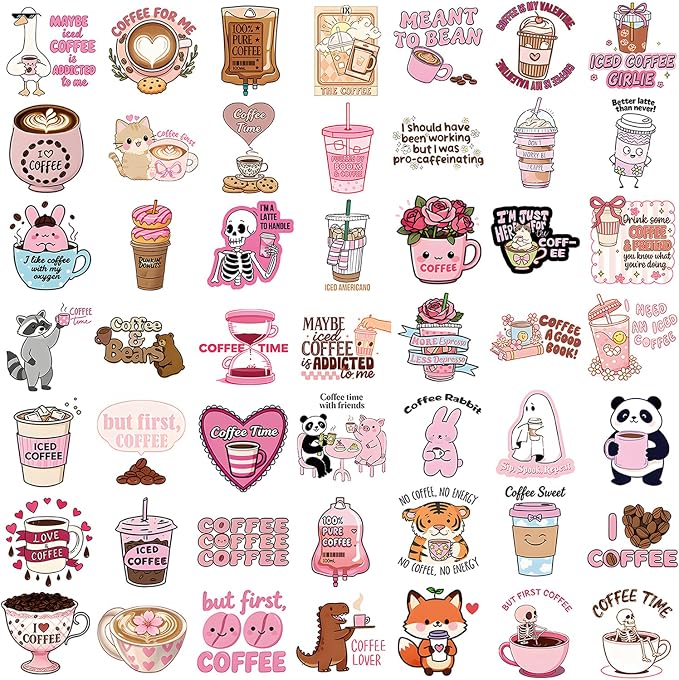 100PCS Coffee Stickers – Cute Coffee Vinyl Stickers - Image 3