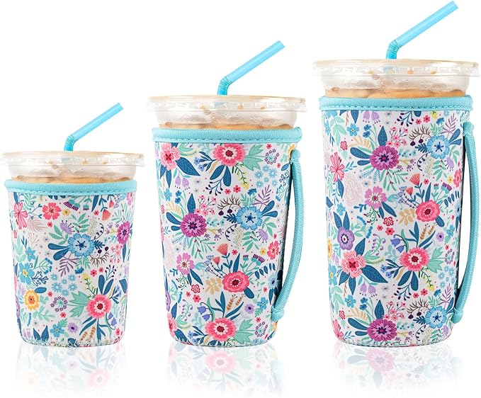 KJQJLY 3 Pack Reusable Iced Coffee Sleeves by KJQJLY