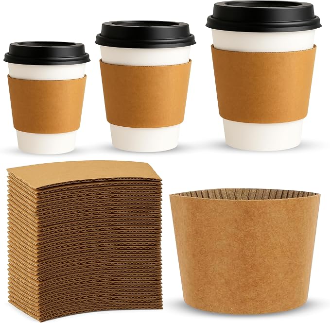 Concession Essentials Disposable Coffee Cup Sleeves – Kraft Paper Insulated Hot by Unknown