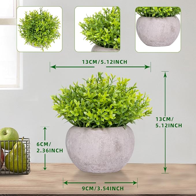 Small Fake Plants for Bathroom Shelf Decor, Mini Artificial Plants Indoor Fake - Image 2