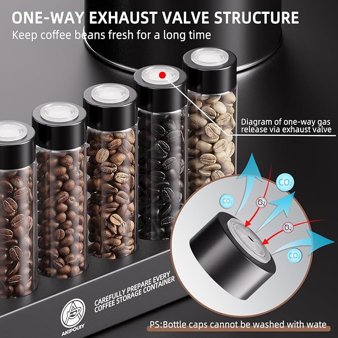 AKIPOUY Single Dose Glass Coffee Bean Storage Cellar 6PCS, Tubes - Image 4
