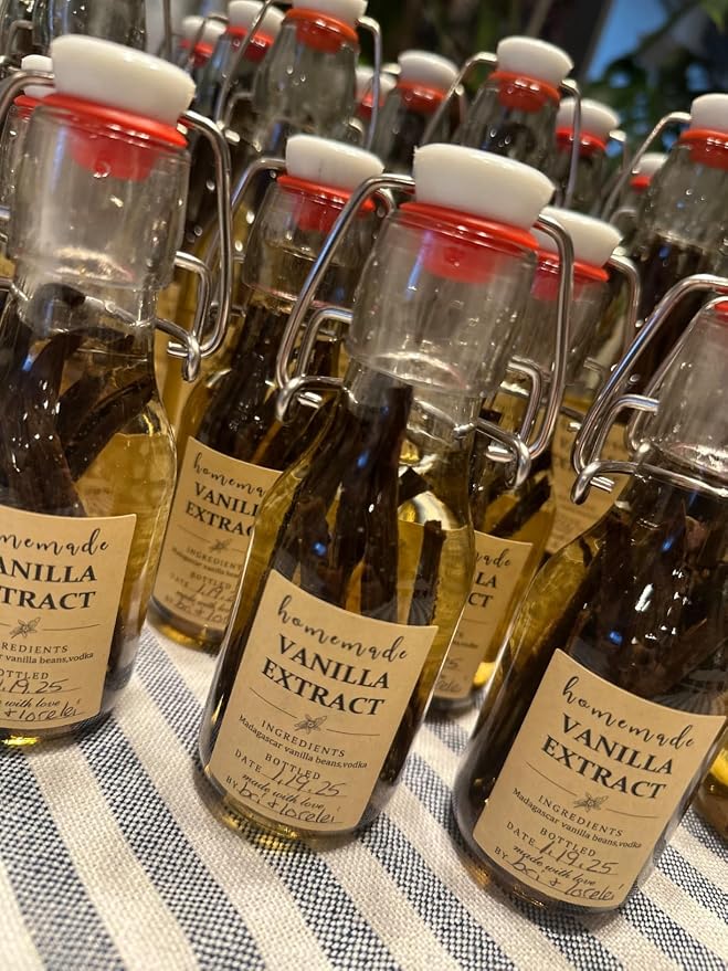 48 Pack Kraft Homemade Vanilla Extract Stickers 1.5×2 inch Square Vanilla - Image 3