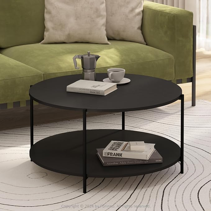 Furinno BESI Coffee Table, 2-Tier Round Modern Coffee Table - Image 2
