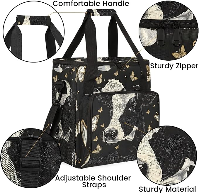 Cow Butterflies Coffee Maker Carring Bag, Large Insulated Storage Organizer - Image 6