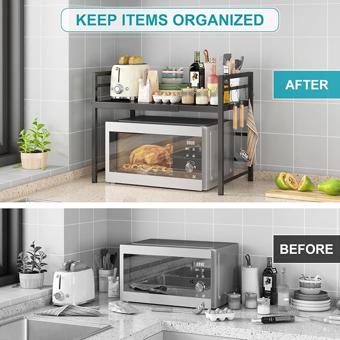 DOLALIKE Microwave Oven Rack, Expandable Microwave Stand Countertop Kitchen - Image 5