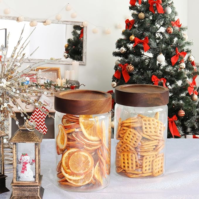 30oz Glass Jars with Airtight Lid Sugar Coffee coffee Storage Container Round - Image 5