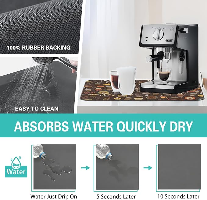 Coffee Bar Mat Accessories for Countertop Super Absorbent Anti-Slip Silicone - Image 4