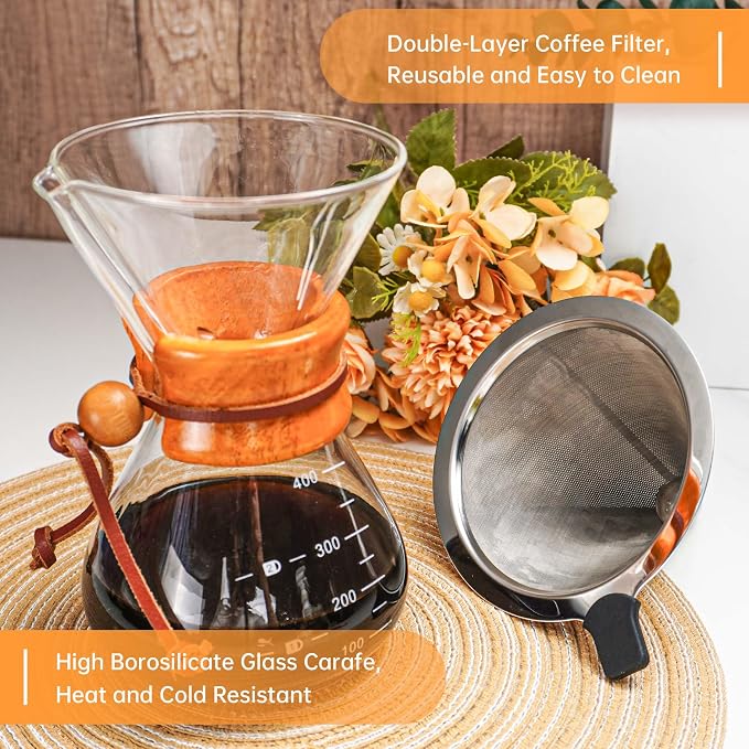 SuperCook Pour Over Coffee Kit, Coffee Maker Set, All in One Hand Drip Coffee - Image 5