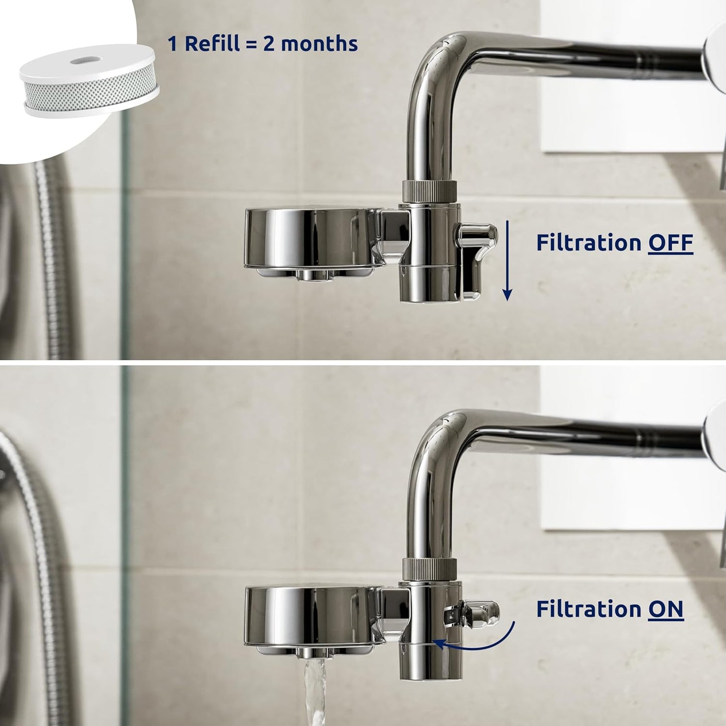 Tappwater EcoPro Compact - Smallest Tap Water Filter Available, Filters 100+ substances. 5 Stage Nanotechnology Water Filtration System. Faucet Water Filter (Chrome)