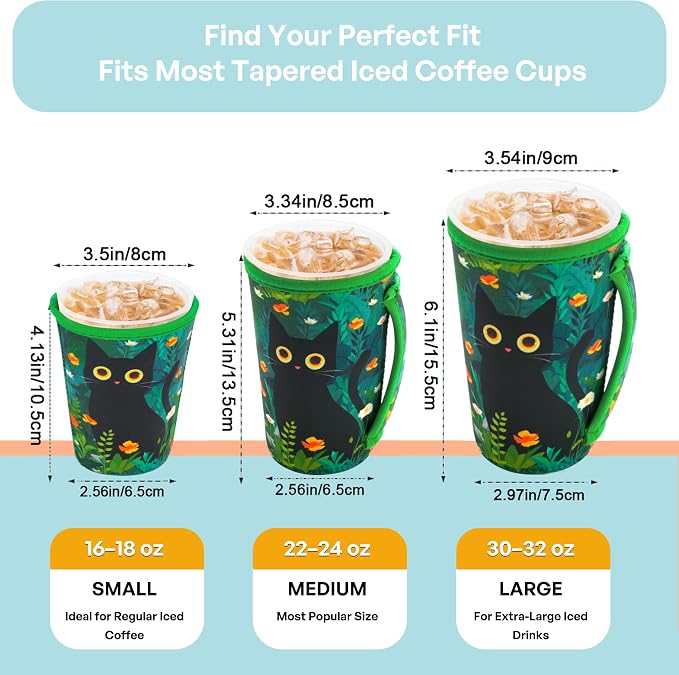 KJQJLY 3 Pack Reusable Iced Coffee Sleeves - Image 2