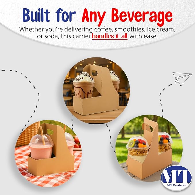 MT Products Kraft 2 Cup Carrier 7.62" x 3.75" x 8.87" - Image 6