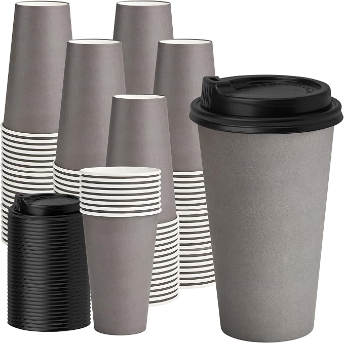 YEEHAW 16 oz Coffee Cups with Lids 100 Pack, To Go Cup with Lid by YEEHAW