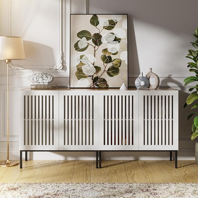 BVIUNTWO Set of 2 White Farmhouse Buffet Cabinet by BVIUNTWOHOME