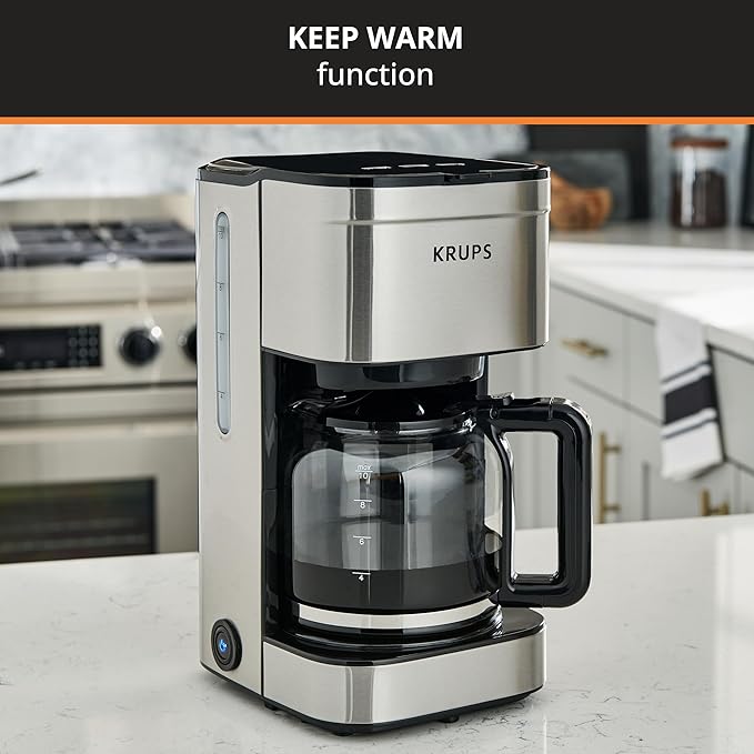 KRUPS Coffee Maker 10 Cups Simply Brew Stainless Steel Drip Coffee Maker - Image 4
