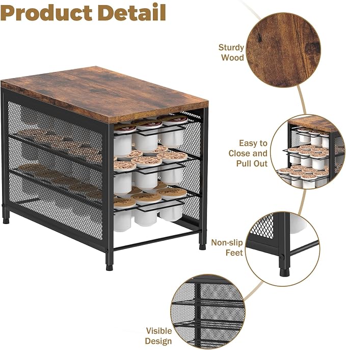 NANANARDOSO Coffee Pod Holder For Counter, 3 Tier Coffee Pod Drawer for Keurig - Image 7
