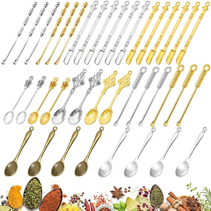 Foraineam 40 Pieces Mini Spoons Tiny Shovel Spoon, Metal Medicine Spoon Powder - Image 7