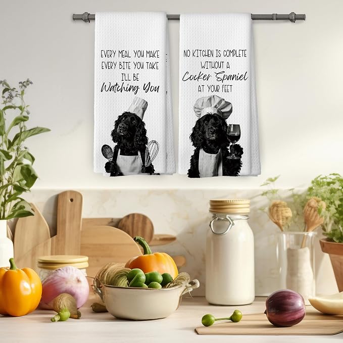 Cocker Spaniel Kitchen Towels Set of 2, Dog Kitchen Accessories, Bar Decor - Image 4