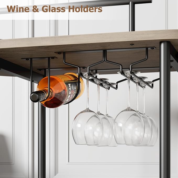Garvee Bar Serving Cart with Wine Rack and Glass Holder, 3-Tier Rolling Serving - Image 5
