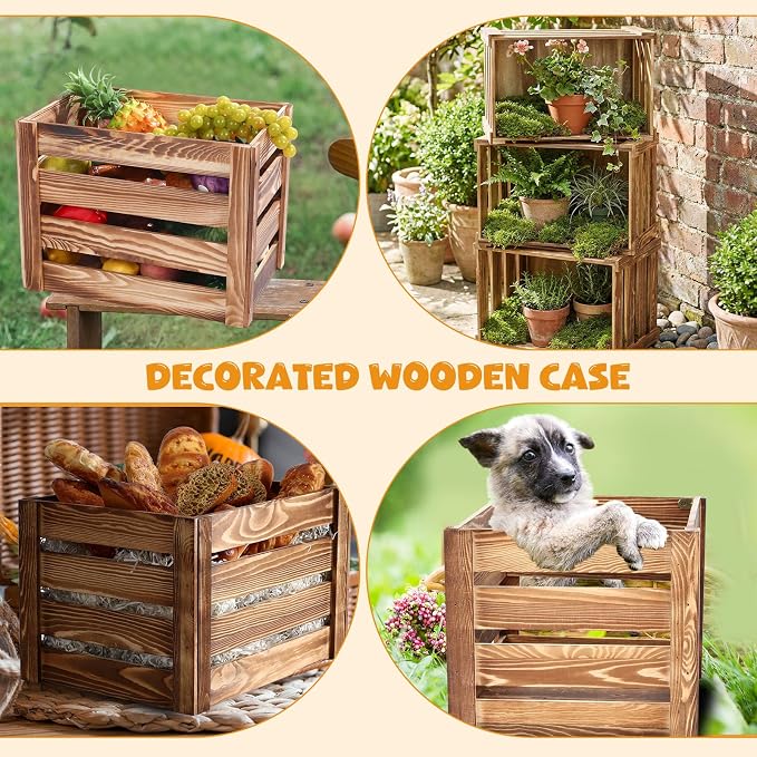 Ripeng 3 Pack Wooden Large Crates Storage Crate Decorative Wood Crates Wooden - Image 5