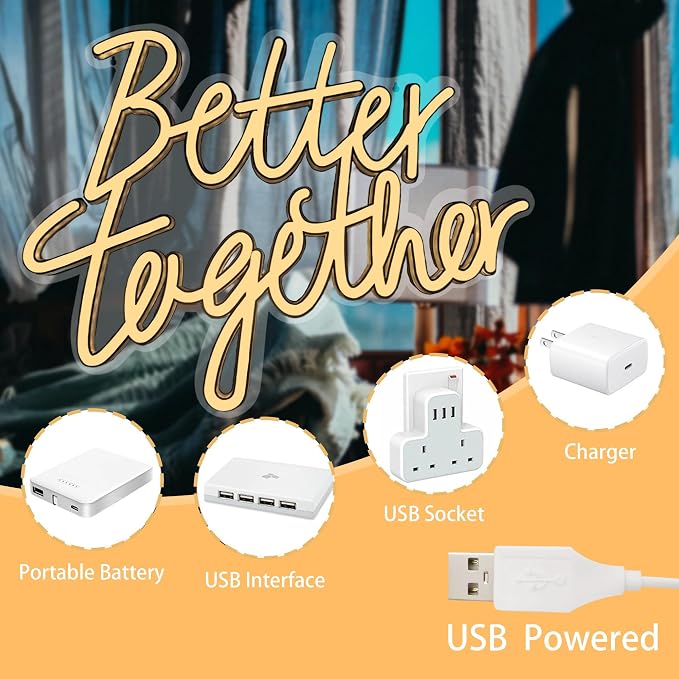 Better Together Neon Sign, Adjustable LED Neon Light Sign Backdrop powered by - Image 3