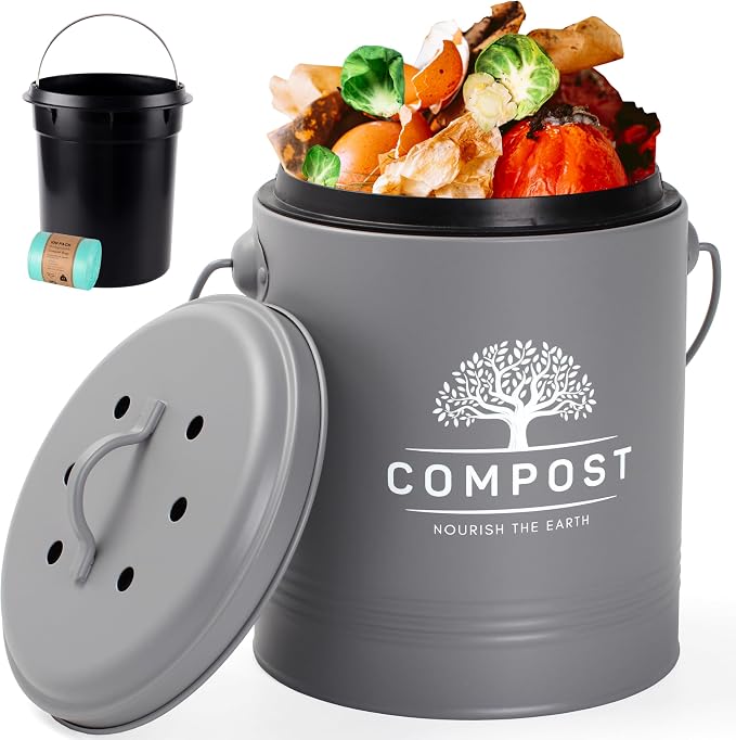 Perfnique Kitchen Compost Bin, 1.3 Gallon Countertop Compost Bin by PERFNIQUE