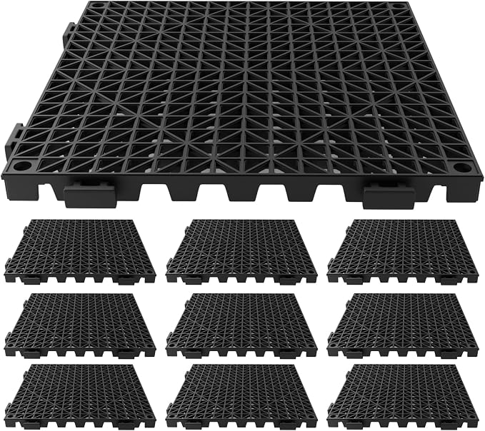 Tioncy 10 Pcs Bar Countertop Supplies Interlocking Mats 12 x 12 Inch Black by Tioncy