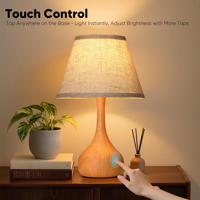 Touch Table Lamp for Bedroom Set of 2, 3-Way Dimmable Bedside Lamp for - Image 2