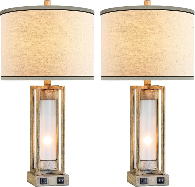 25" Set of 2 Farmhouse Table Lamps - Image 8