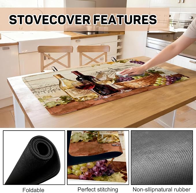 Red Wine Glasses Glass Stove Top Cover - Image 6