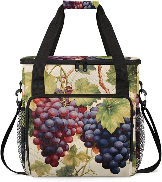 Fruit Grapes Leaves Coffee Maker Carring Bag, Large Insulated Storage Organizer by Home