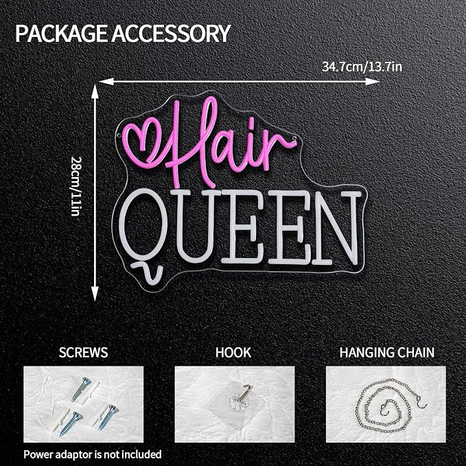 Hair Queen Neon Sign Dimmable Barber Shop Neon Light Sign - Image 2