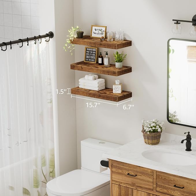 QEEIG Floating Shelves for Wall Bathroom Shelf Bedroom Kitchen Living Room - Image 3