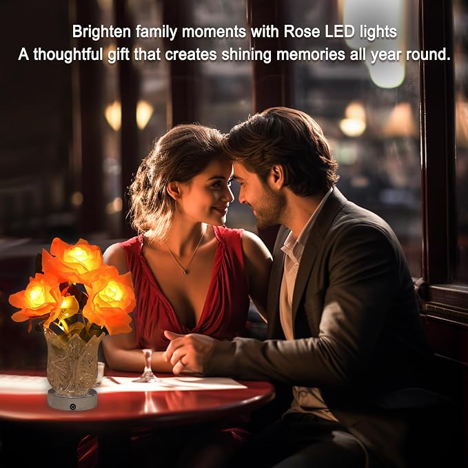 Artificial Pink Rose LED Lamp Night Light, Flower Lamp Gifts - Image 5