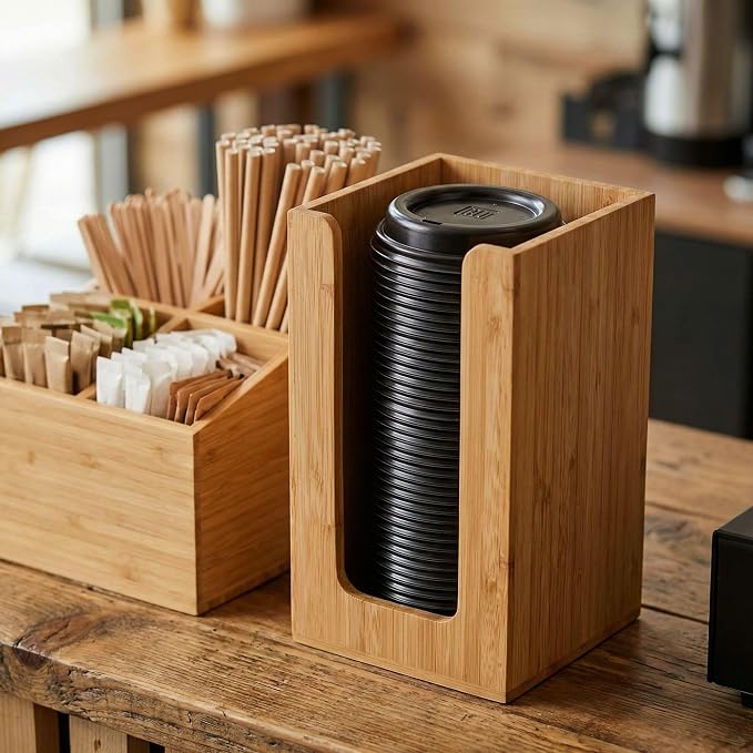 Restaurantware-4.5 x 8 Inch Coffee Cup Dispenser, Bamboo Cocktail Napkin Holder - Image 3
