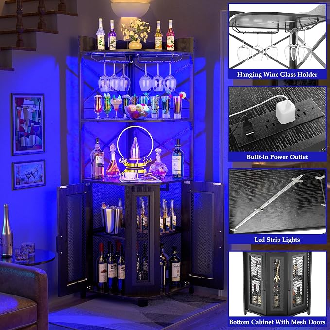 Aheaplus Corner Bar Cabinet - Image 4
