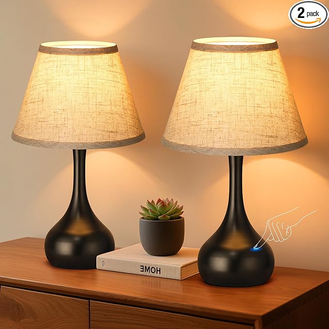 Touch Table Lamp for Bedroom Set of 2, 3-Way Dimmable Bedside Lamp for by PARTPHONER