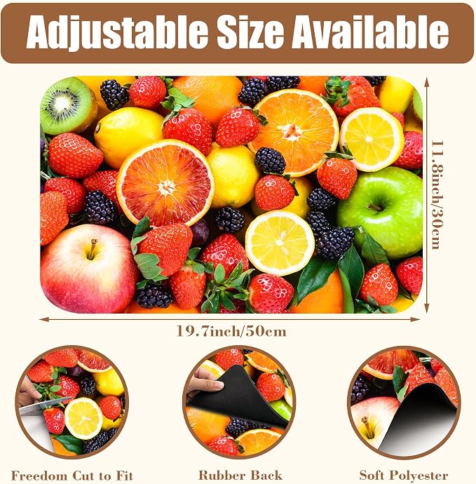 Fresh Fruits Dish Drying Mat for Kitchen Counter Coffee Bar Mat Hide Stain - Image 2