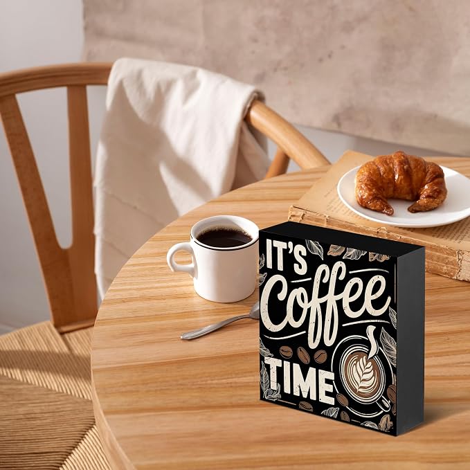 It's Coffee Time Wooden Box Decor 5x5 in - Image 4