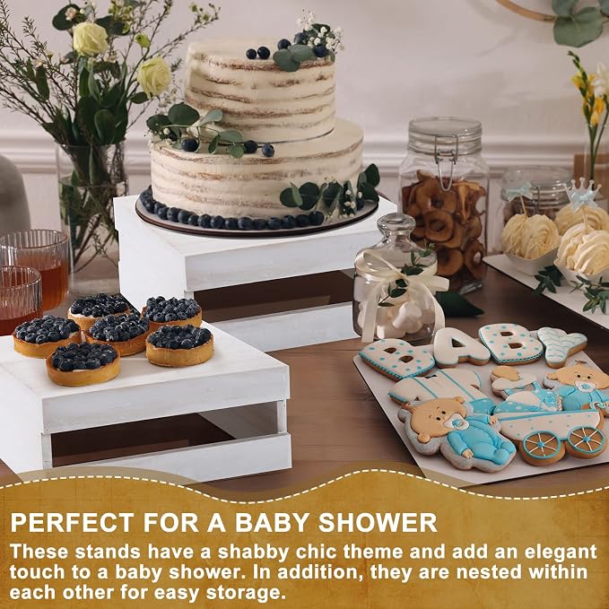 Sieral 4 Pieces Wood Cupcake Display Stand Decorative Dessert Appetizer Cake - Image 4