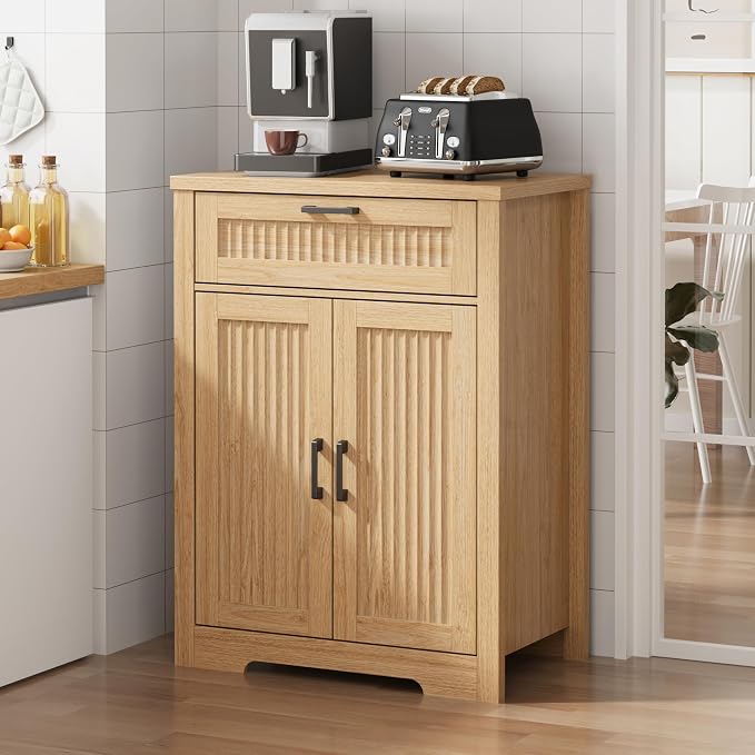 Buffet Cabinet with Storage Drawer, Farmhouse Coffee Bar Table with Storage - Image 8