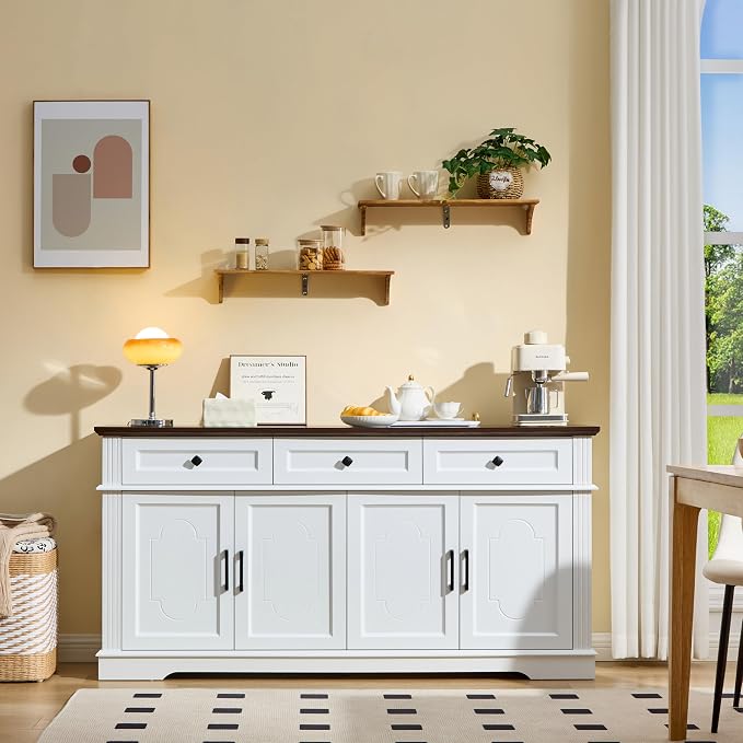 LIDYUK 63" White Buffet Sideboard Cabinet by LIDYUK