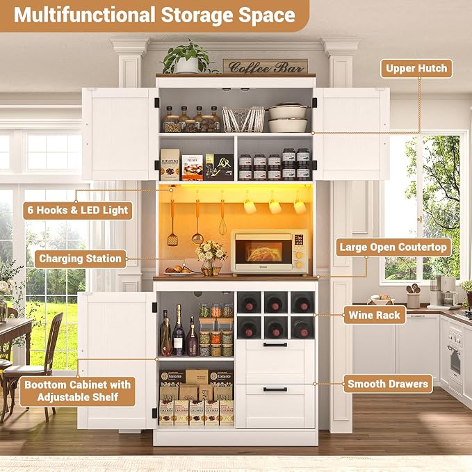 Unikito 72" Tall Pantry Cabinet, Kitchen Pantry Storage Cabinet - Image 6