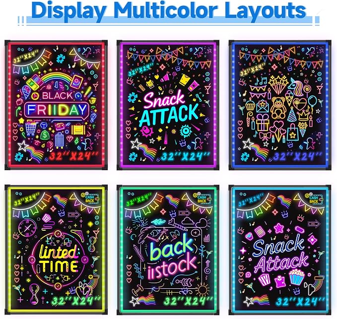 Hosim 32"x24" LED Message Writing Board, Neon Sign - Image 3