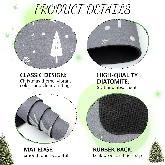 Christmas Dish Drying Mat, Super Absorbent Coffee Mats Fits Under Coffee Maker - Image 5